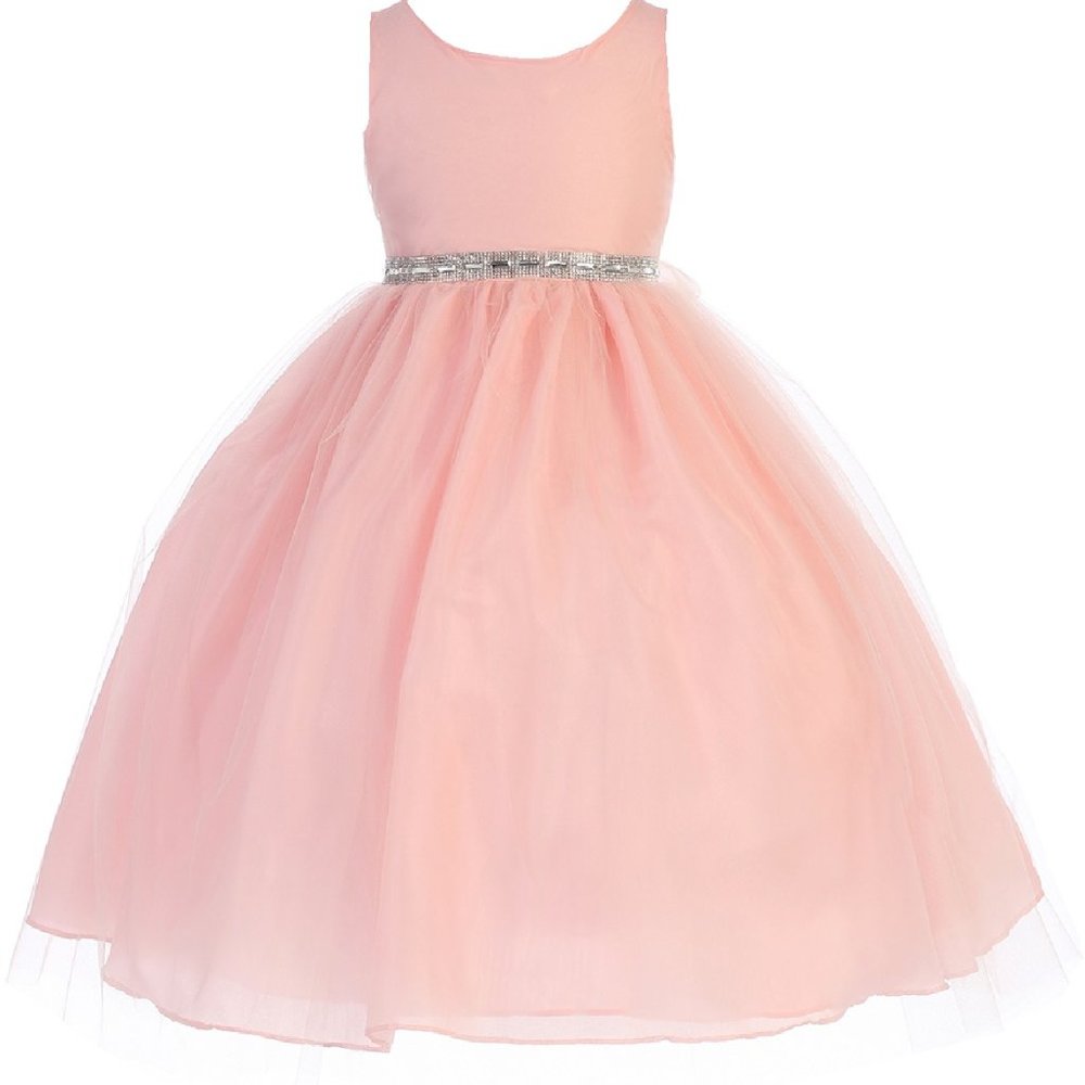 Big Girls Wedding Flower Girl Dress Dance Party Blush Pink sleeveless Dresses
